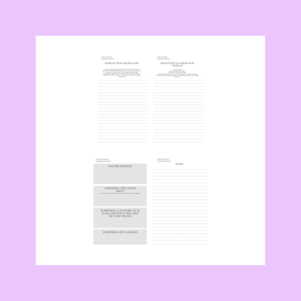 Notebooks for Dancers - Competition Journal