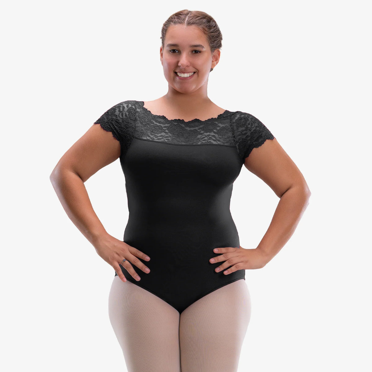 So Dança - Tricia Adult Cap Sleeve Curvy Leotard with Lace