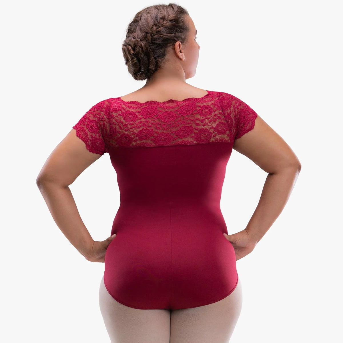 So Dança - Tricia Adult Cap Sleeve Curvy Leotard with Lace